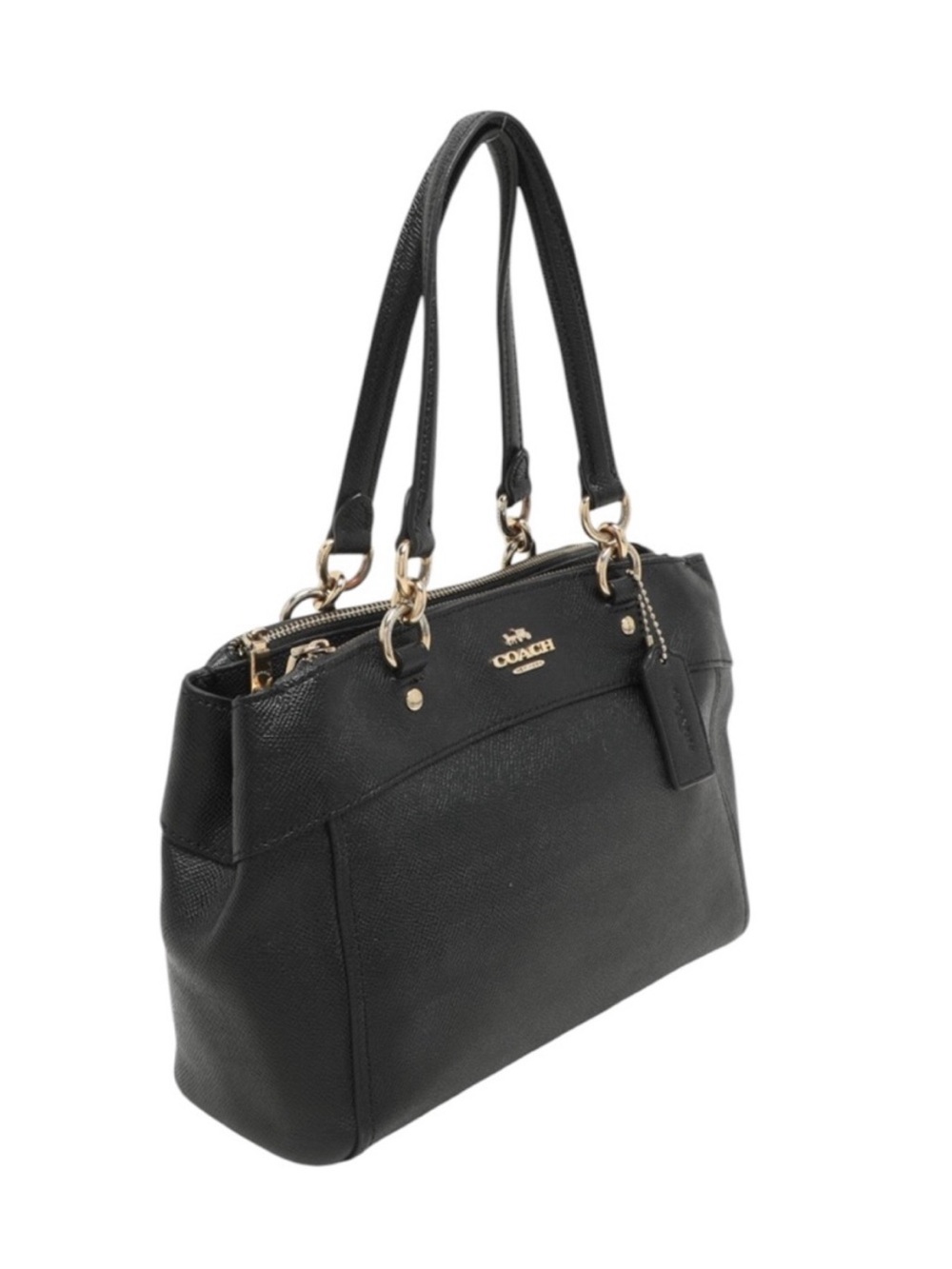 EUC Coach Black Leather Mini Brooke Carryall Satchel Gold Tone Hardware
